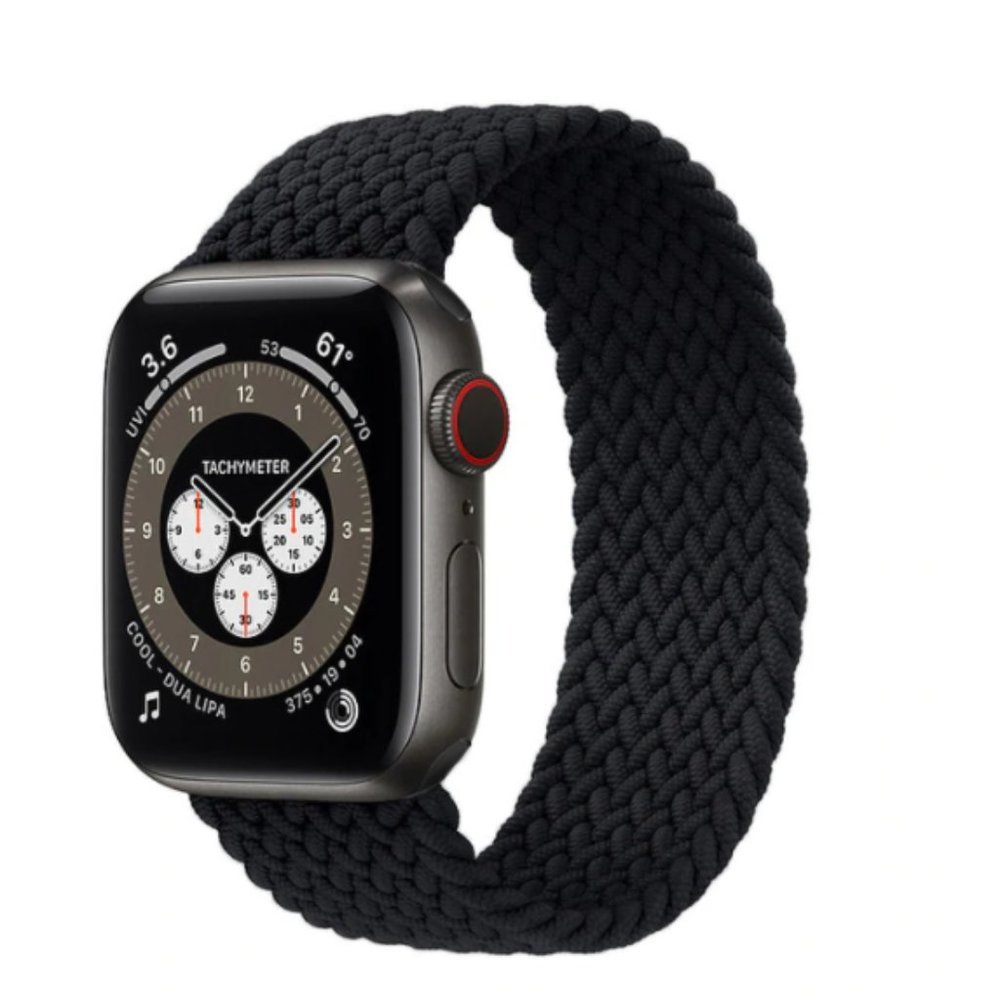NEW BLACK Braided Solo Loop For Apple Watch